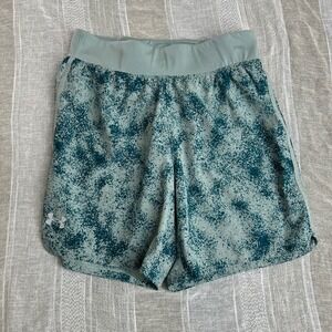 Under Armour Shorts Mens Medium Green Speedpocket Printed Running 1379694 781